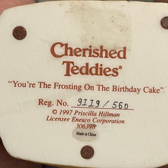 Cherished Teddies - #306398 "You're The Frosting on the Birthday Cake - 1997 - Picture 8 of 8